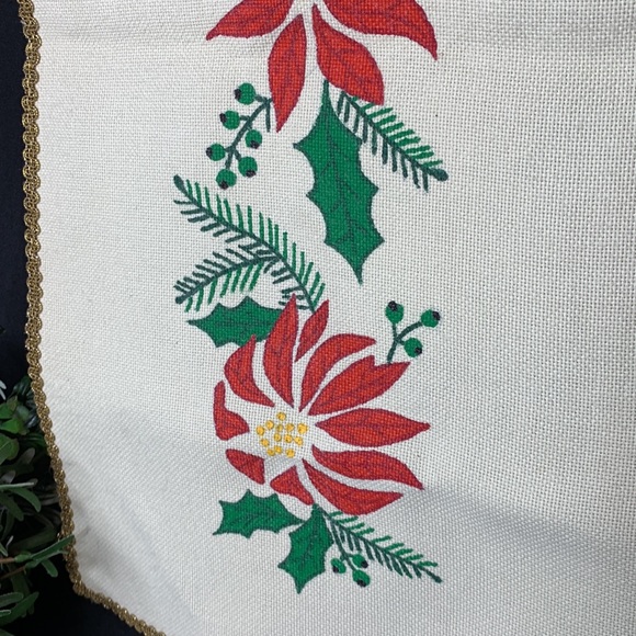 Beautiful vintage hand stenciled cotton Christmas table runner - Picture 9 of 13
